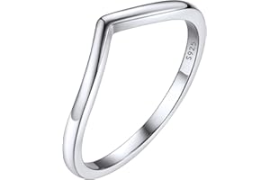 Bestyle Bague en Argent 925 Wishbone Bréchet pour Femme Fille 1,7mm Large Cadeau Anniversaire Anneau Brillant/Zircon Blanc Taille 47-67