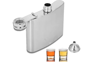 HERCHR Fiaschetta Tascabile per Alcool per Liquori e Whisky, Fiaschetta da 4 oz in Acciaio Inox con Imbuto per Liquori e Alcolici Vari, 3,7 × 0,9 × 3,3 pollici