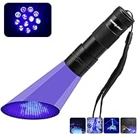UV Schwarzlicht Taschenlampe mit 12 LEDs, Zerhunt Haustiere Urin-Detektor für eingetrocknete Flecken Ihrer Hunde und Nagetiere auf Teppichen Vorhänge, inkl. 3xAAA-Batterien
