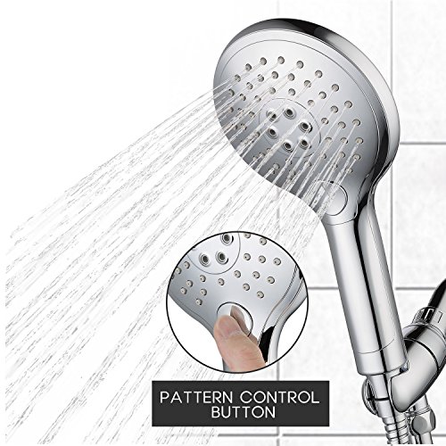 Lifewit Duschkopf 3 Strahlarten 2m Schlauch Handbrause 12cm Brausekopf Multifunktional Regenbrause Wasserfall für Badezimmer Chrom Silber