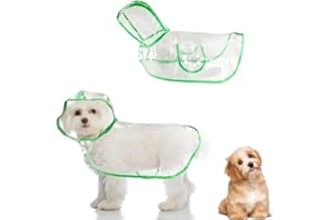 SSyang Impermeabile per animali domestici, Impermeabile per Cani con Cappuccio Impermeabile per Cuccioli di Cane di Piccola e Media Taglia,Regolabile Trasparente Poncho Impermeabile Ultraleggero(M)