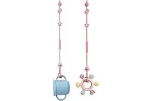 WeSweet Spielzeug Schnullerkette für Babys, 2PCS BPA-frei verstellbare Sicherheitsgurtefür Kinderwagen, Hochstuhl, Krippen, Hängekörbe, Autositz, Einkaufswagen