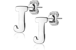 Bungsa Ohrstecker BUCHSTABEN A-Z in Silber oder Rosegold - Alphabet Ohrringe zum Stecken - aus Edelstahl - Ohrschmuck für Damen, Kinder & Herren - A B C D E F G H I J K L M N O P R S T U V W Z