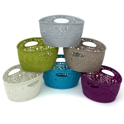 Formschöner Korb creme oval Dekokorb Spitzenkorb Curver Dekorationsmotiv - 6