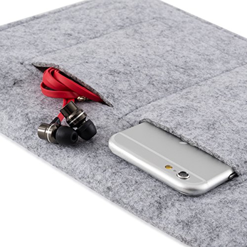kwmobile Tablettasche Filz Sleeve für 9,7 – 10,1″ Tablet – Tablet Schutzhülle Tasche Case Hülle in Grau mit Innentaschen Innenmaße: ca. 28,0 x 20,0 cm - 4