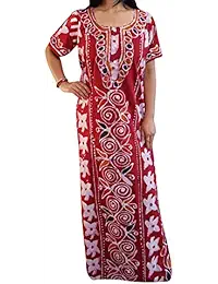 Indiatrendzs Women's Nighty Cotton printed Maroon Nightwear Chest : 44
