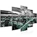 Produktbild Bilder Stadt Berlin Wandbild 200 x 100 cm Vlies - Leinwand Bild XXL Format Wandbilder Wohnzimmer Wohnung Deko Kunstdrucke Türkis Grau 5 Teilig - MADE IN GERMANY - Fertig zum Aufhängen 004351b