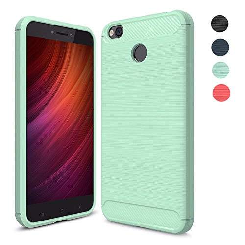 Funda Xiaomi Redmi 4X Amytech Silicona Fundas para Redmi 4X Carcasa Xiaomi Redmi 4X Fibra de Carbono Funda Case  Verde