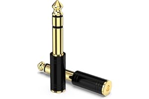 CABLEPELADO Adaptador de Audio Estéreo Jack 3.5mm Hembra a 6.35mm Macho | Conversor para Auriculares | PVC | Dorado