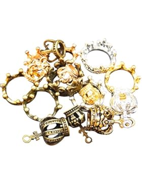 gemischt Farbe zink Legierung erfolgt zufällig Krone Charms Anhänger Schmuck Innen 30Stück