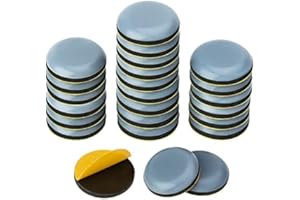 Fishing Fun 24 Stücke Selbstklebendes Teflon Gleiter-Gleitbrett, Bodenschutz Set für Teflon Möbelschieber, TM5, TM6 (Runde, Durchmesser), Runden, 22 x 5 mm