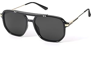 SODQW Lunettes de soleil pour Homme Polarisées Rectangulaires Lunette Femme Solaire Polarisante UV400 Protection lunettes 2 Barres