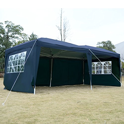 Gartenpavillon Partyzelt Bierzelt Pavillon Gartenzelt Hochzeit Festzelt Zelt 3 x 6 m Farbwahl (Blau) - 4
