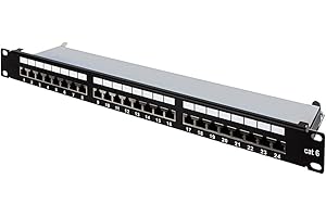 Aiten Data Patch Panel/Panel de Parcheo Blindado, 24 Puertos 1U Cat 6 FTP para Armarios Rack, con Numeración de Tomas, Bridas y Tornillos de Instalación