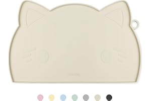 Coomazy Cat Food Mat Silicone Pet Feeding Mat for Dogs and Cats Non Slip Dog Bowl Mat for Food and Water Beige