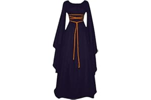 XYYYHTL Halloween Costume Femmes Robes Médiévale Manches Longues Parti Costume Déguisements Halloween De Cosplay Déguisement Carnaval Victorien Mariée Gothique Robe