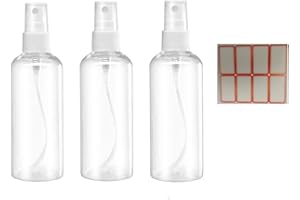 QOSEA USSJ Spray, 50 ml, 100 ml, in plastica trasparente, vuoto, per mini bottiglie da viaggio, piccoli contenitori ricaricabili con etichette (3 pezzi da 50 ml), per animali domestici