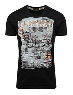 Geographical Norway Herren T Shirt V-Ausschnitt Shirt Basic