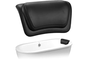 FOUVIN Badewannenkissen, Wasserdicht Badekissen für Badewanne, Wannenkissen mit Saugnäpfen, Ergonomischer Passform für Home und Spa (Schwarz)
