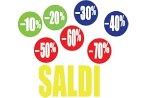 NEWTEAM Adesivi vetro SALDI E SCONTI 10% 20% 30% 40% 50% 60% 70% Decorazioni per vetrine Negozi, Stickers colorati 15x15cm
