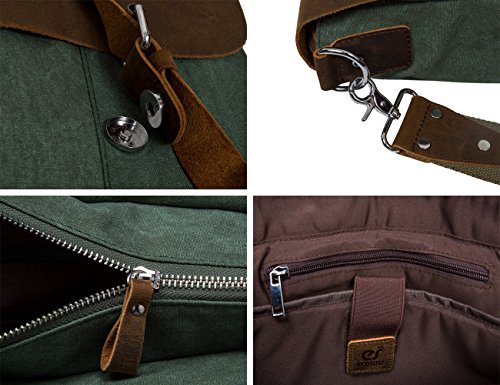 ECOSUSI Vintage Canvas Leder Aktentasche Umhängetasche Passt für max 14.7″ laptop - 6