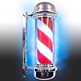 LED Barbers Pole Illuminating Rotating Salon Sign Light Red White 71cm Large