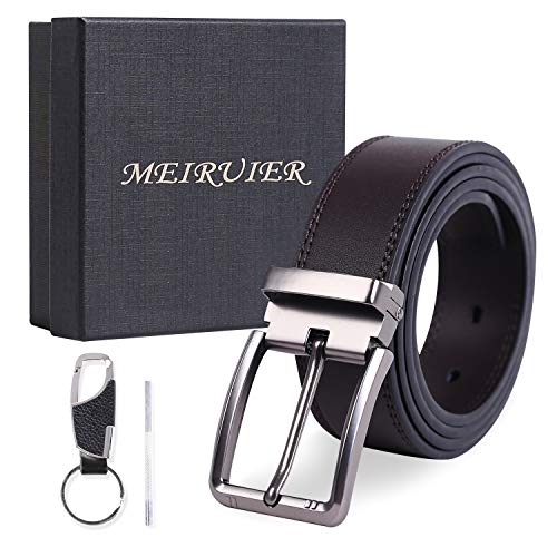 Meiruier Cinturón Cuero Hombre, Cinturón Para Hombres, Cinturones Piel con Hebilla Automática - Traje Para Ropa Formal/Jeans,Sencillo y Clásico Perfecto Regalo (Marrón # 4)