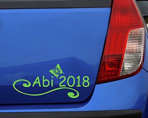 2017 Abiaufkleber Schmetterling Abi Abitur Aufkleber in 8 Größen und 25 Farben (25×11,2cm pink) - 2