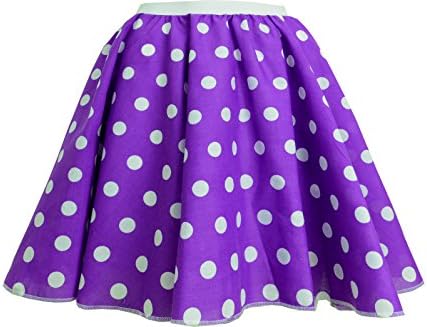 Childrens Polka Dot Skirt Rock n Roll 50's/ 60's Style 16 different colours 12" length (4-5 (waist 10 inch), Purple and white spot)