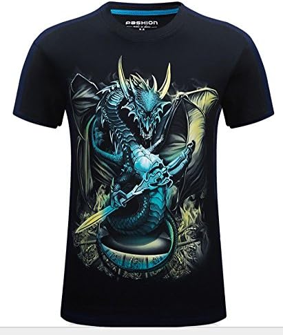 Angcoco Men's Short Sleeve Professional 3D Digital Print T Shirts Dragon