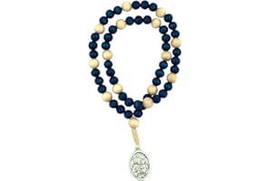 VILLAGE GIFT IMPORTERS Saint Joseph Chaplet | Blue and White Wooden Beads | Medal of St Joseph | Honor The Saint of Homes and Property Protection