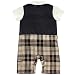 iEFiEL Newborn One Piece Baby Boy Plaids Bow Tie Gentleman Romper Bodysuit Outfits Dark Blue 6-9 Months