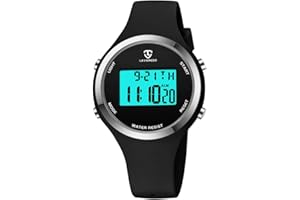aswan watch Digitaluhr für Damen mit Wecker,Stoppuhr,LED Licht,Datum-Casual Armbanduhr mit Silikonarmband
