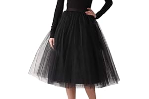 Minetom Damen Mädchen Tüllrock Hochwertiger Gefalteter Gaze-Knie-Längenrock Erwachsener Tutu-Tanzenrock Unterrock Party Abend Formelle Rock