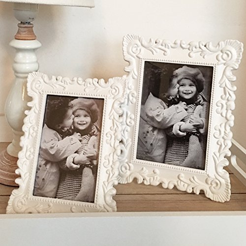 Fotorahmen FEUILLE rechteckig weiß 2 Grössen Bilderrahmen Shabby Vintage Nostalgie Landhaus (klein)
