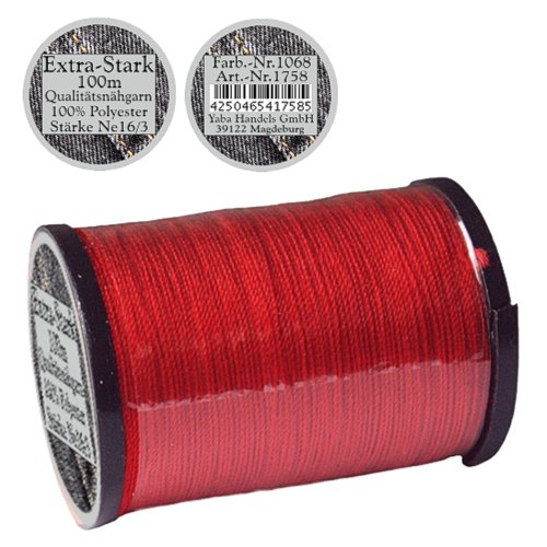 1 Stück Spule a. 100m Qualitäts - Nähgarn, Extra-Stark, Farb-Nr.1068 rot, Ne 16/3, 100% Polyester für die Nähmaschine Garn, 1758