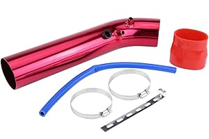 KIMISS 76mm Universale Tubo di alluminio kit,Car Tubo Piatti Aria Aspirazione Tubo Filtro Tubo Kit(rosso)