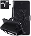 Produktbild Samsung Galaxy Note 8 Hülle im Retro Wallet Design,Roreikes Leadertasche Premium Lederhülle Flip Case im Bookstyle Folio Cover Kartenfächer Magnetverschluss und Standfunktion Leder Schale Etui Handytasche Schutzhülle Katzen und Bäume Muster(6,3Zoll)-schwarz