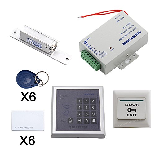 Preisvergleich Produktbild JUEYAN Zutrittskontrolle Haustür Zugangssystem mit Transponder Codeschloß 125KHz RFID-Karte Türöffner Zugangskontrolle mit 6 ID Schlüsselanhänger
