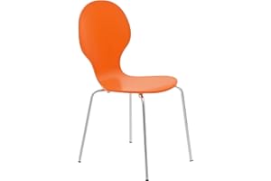 ‎CLP CLP Stapelstuhl Diego I Komfortabler Esszimmerstuhl I Metallgestell, Holzsitz I Ergonomisches Design I Platzsparend In Esszimmer Und Küche, Farbe:orange