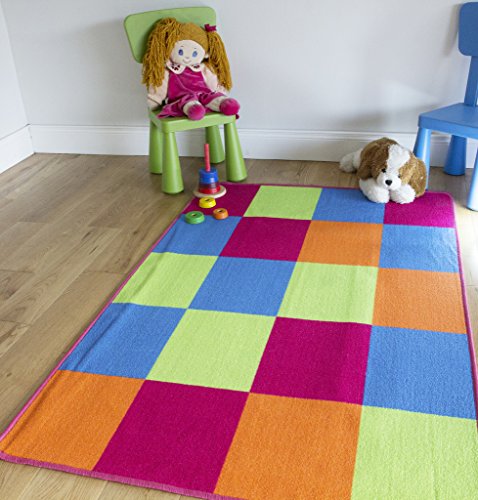 Funky Multi Coloured Non Slip Vibrant Childrens Bedroom Mats 100cm x 150cm