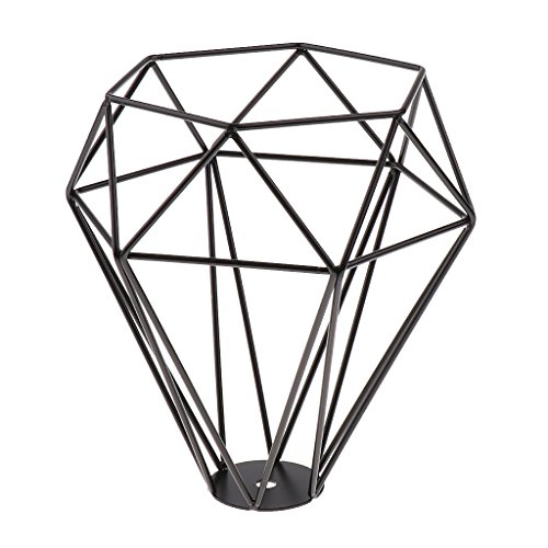 MagiDeal Vintage Metall Diamant Form Anhänger Deckenleuchte Lampe Käfig Lampenschirm Dekor – Schwarz - 4