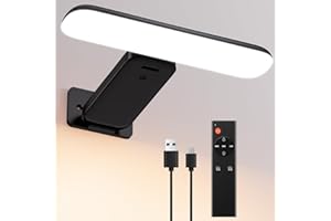 GREVOXY Lampara Pared Sin Cable, Aplique Pared Interior Adhesiva, Luces Led Recargable Para Pinturas Y Marco, Iluminación De Tablero De Dardos, Control Remoto, 3 Temperaturas De Color (Negro, 1 pieza)