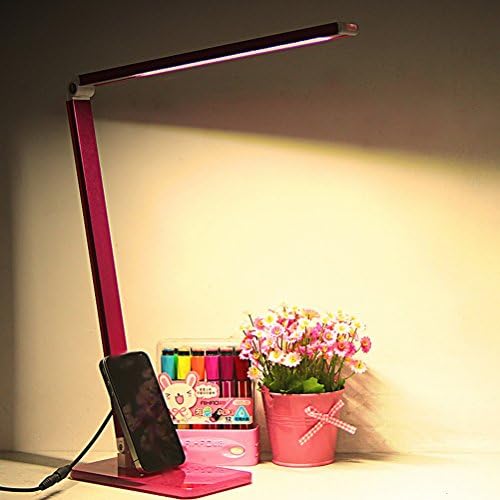 light Eye Care Lamp Led Learning College Student Dormitory Bedroom Foldable Dimming Child Reading and Writing Desk,rose Red