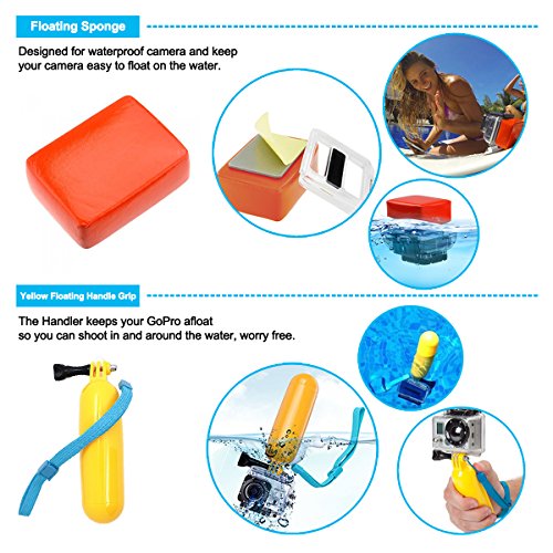 Soft Digits 62 in 1 Zubehör Kit für GoPro Hero 5 4 3+ 3 2 1 SJCAM SJ4000 5000 Xiaomi Yi Apeman DBPOWER QUMOX WiMiUS Rollei Lightdow, Sport Kamera Zubehör für Fallschirmspringen Schwimmen Rudern Surfen Klettern Laufen Biking Camping Tauchen Ausflug - 3