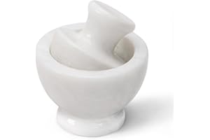 MARBLOUS KRAFTS Marblous Kraft Marble Mortar and Pestle Set - 4.5" Inch Spice Crusher, White, Garlic and Herb Grinder