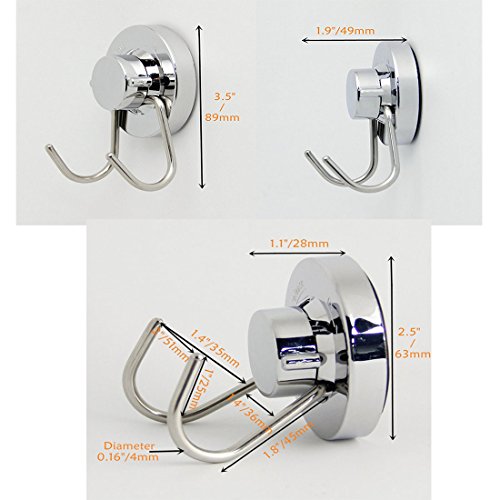 NewCY 2 Stück Saugnapfhaken Wandmontierter Kleiderbügel mit Schwerlast, Wasser- und Rostschutz mit Max. Belastung 6KG für Bad & Küche, Doppelhaken Edelstahl - 3