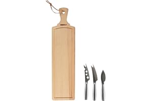BOSKA Juego de quesos Amigo/Tabla de quesos/Incluye cuchillos de queso/para todo tipo de queso/marrón/plateado/44,5 cm