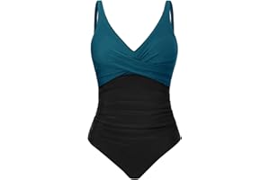 Tuopuda Badeanzug Damen Bauchweg Push Up Bademode Rückenlos Sexy V Ausschnitt Monokini One Piece Swimsuits Schlankheits Swimwear Einteiliger Badeanzüge