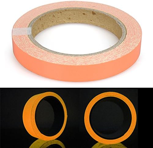 Eteng Luminous Tape Sticker 12m Length X 1.5cm Width Removable DIY Handmade Decor Tape Self-adhesive Photoluminescent Waterproof (orange)